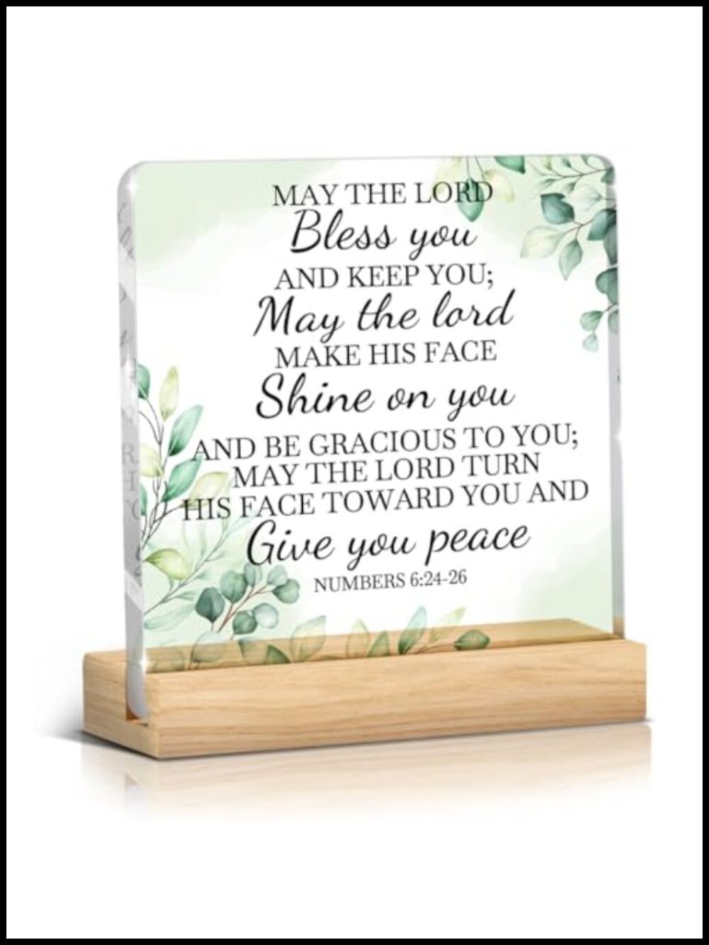 Christian Acrylic Tabletop Decoration with Wooden Base 4x4 Inspirational Gift